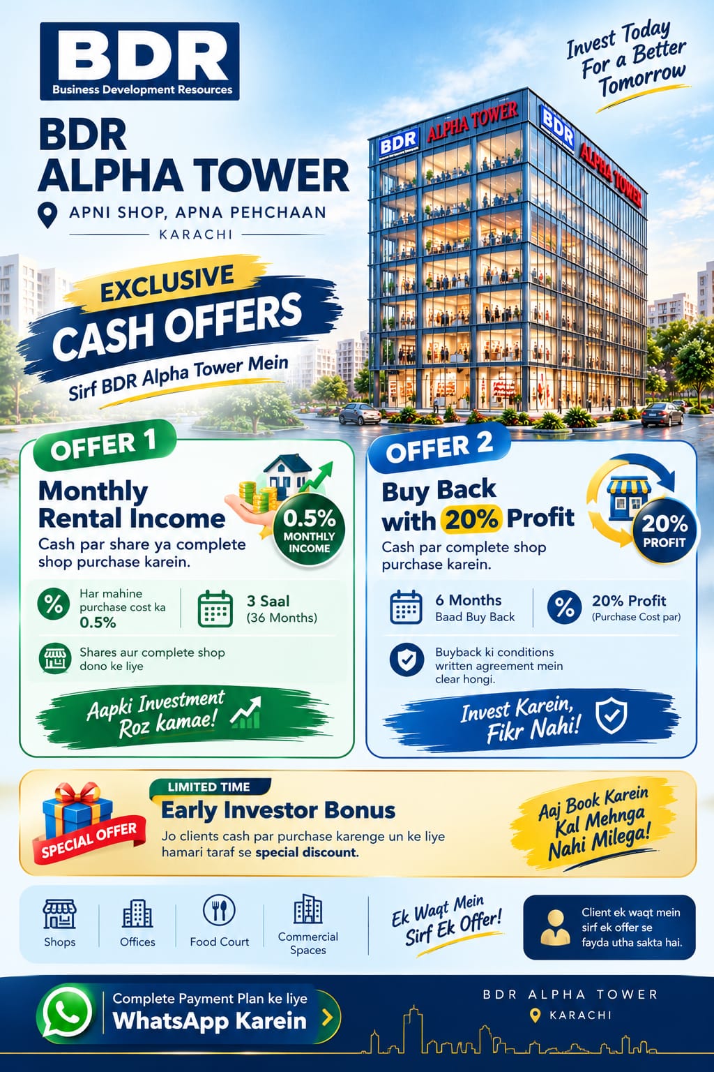BDR Alpha Tower exclusive cash offers and early investor bonus
